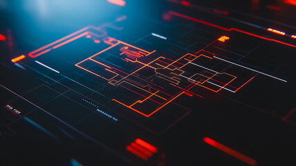 Aufkleber - abstract digital circuitry: a mesmerizing close-up of an abstract digital circuit board, glowing wit