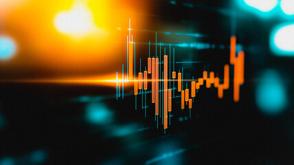 Aufkleber - data stream: abstract visualization of dynamic data flow, featuring vibrant orange and teal color gr