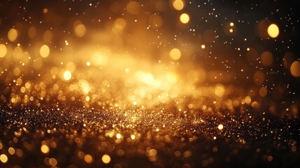 Poster - glowing golden bokeh lights dark background
