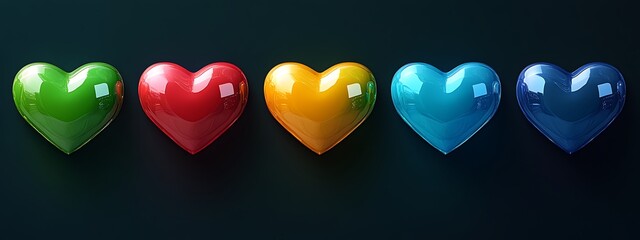 Aufkleber - Colorful hearts on dark background