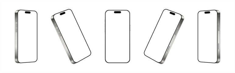 Aufkleber - Realistic smartphone mockup. perspective mobile phone mockup vector with blank screen isolated on white background, Vector 10 eps.	
