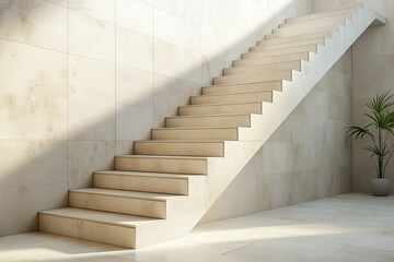 Poster - Modern minimalist staircase representing growth in a sunlit space