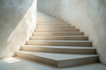 Poster - Modern minimalist staircase ascending in a sunlit space