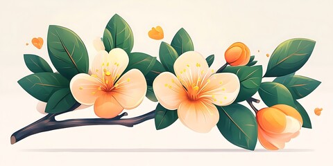 Aufkleber - Delicate Peach Blossom Branch