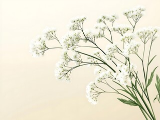 Poster - Delicate white flowers on pale background