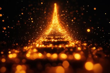 Poster - Golden stairway leading to bright future and growth in abstract background