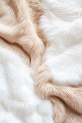 Poster - Soft faux fur in white and beige hues forms a tranquil and elegant background, showcasing a dreamy texture that invites warmth and comfort. Perfect for cozy settings