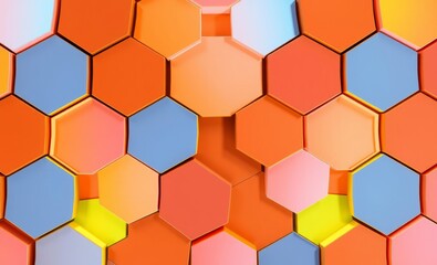 Wall Mural - modern hexagon effect 3d rendering colorful background 3d wallpaper wallpaper background abstract 3d