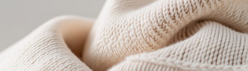 Poster - This close-up captures the beauty of a soft beige knitted fabric with intricate stitches and organic textures. The minimalist design creates an elegant and calming visual for contemporary decor