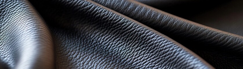 Poster - detailed texture of black leather folds showcases smooth highlights and deep shadows. the lighting c