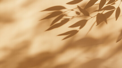 Wall Mural - soft leaf shadows on warm beige background for natural, minimalist, and aesthetic design projects