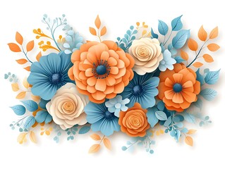 Poster - Decorative floral bouquet, paper flowers, soft colors, greeting card, background image