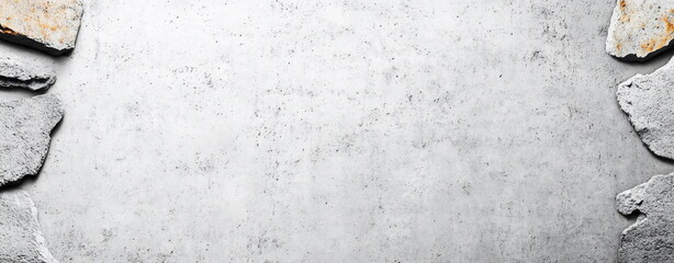 Poster - Rough Concrete Background with Textured Edges and Stone Fragments for Creative Projects and Design Purposes