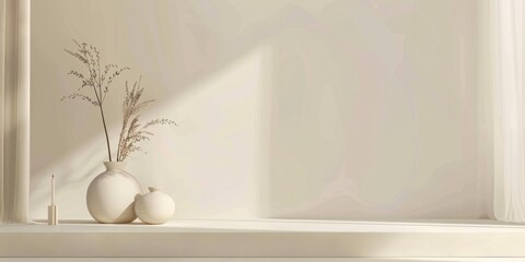 Poster - A minimalist design featuring a soft ivory beige background, Clean lines and subtle shades, Contemporary minimalist style