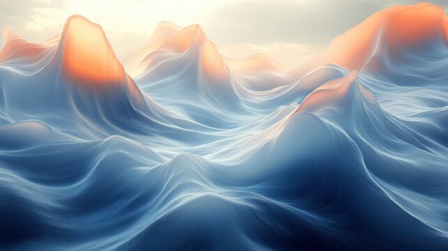 Abstract Digital Landscape of Wavy Mountains