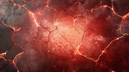 Leinwandbilder - Fiery Cracked Surface with Glowing Lines in Abstract Red and Black Background for Creative Projects