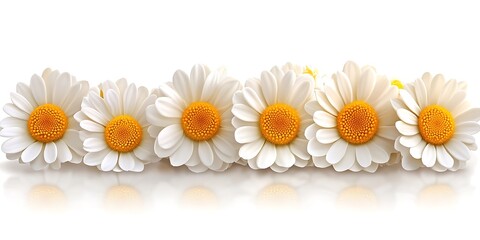 Poster - Daisies in Row on White Background