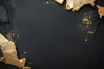 Poster - Textured black leather showcases a distressed surface adorned with softly glowing gold dust, providing a striking contrast and a rich, sophisticated feel perfect for design projects