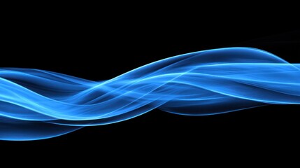 Aufkleber - Abstract blue wave patterns flowing against a black background