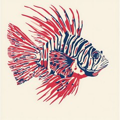 Canvas Print - Colorful lionfish illustration, isolated, artistic style, possible use for print