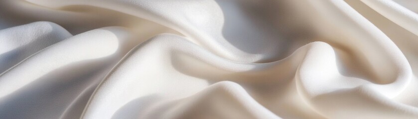 Poster - Flowing white cashmere fabric draped gracefully highlights its luxurious texture, emphasizing the interplay of light and shadow for a captivating visual effect