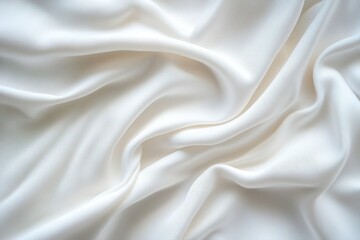 Poster - Soft white cashmere fabric flows gracefully, displaying exquisite draping and a beautiful interplay of light and shadow that highlights its smooth texture and depth