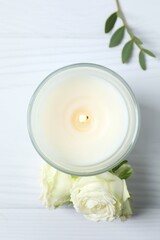 Wall Mural - Beautiful candle on white background 