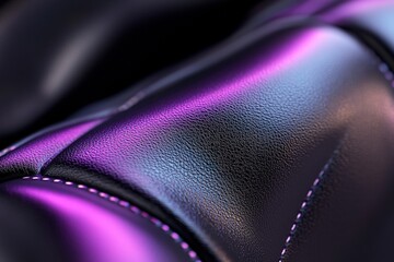 Poster - This black leather surface subtly reflects iridescent holographic light, creating a high-end, tech-forward aesthetic ideal for branding and innovative designs
