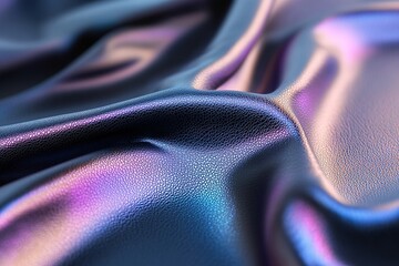 Poster - A sleek black leather surface captures iridescent holographic light, creating a sophisticated and innovative look ideal for modern design and branding applications