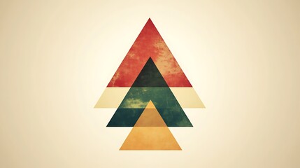 Poster - Abstract geometric shapes, layered triangles, vintage colors, minimalist design, for digital media background