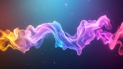 Poster - Abstract colorful smoke wave design vibrant flowing energy cosmic particles background