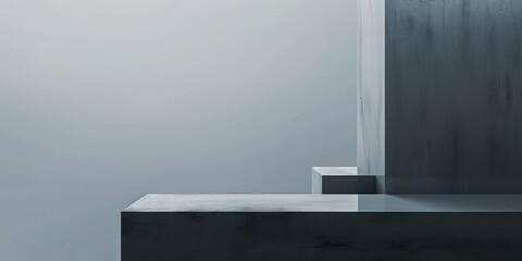 Aufkleber - A minimalist design with a slate grey background, Symmetrical shapes and subtle gradients, Sleek minimalist style