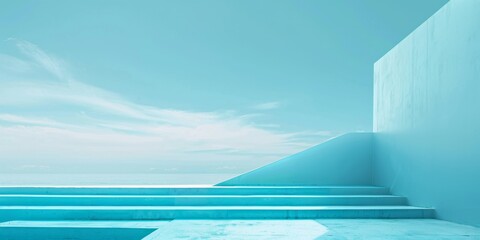 Aufkleber - A minimalist design with a soft azure background, Sleek lines and cool tones, Modern minimalist style