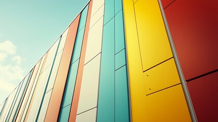 Aufkleber - Colorful building facade against a clear sky. Possible use Stock photo