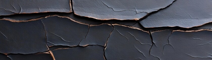 Poster - A cracked leather surface features subtle metallic silver streaks that enhance its texture and visual appeal, offering a backdrop perfect for creative designs and presentations