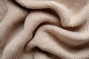 Poster - Soft folds of tightly woven beige fabric create a textured surface, partially shrouded in shadows that enhance the overall sophistication and moodiness of the display