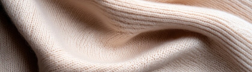 Poster - Gentle folds of a tightly woven beige knitted fabric create a rich texture, enhanced by deep black shadows that add depth and an elegant mood to the overall visual experience
