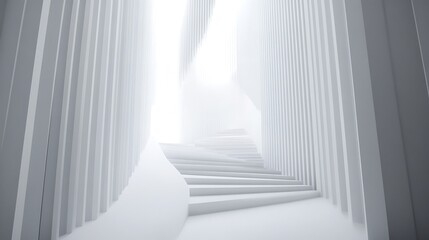 Aufkleber - Abstract white interior spiral staircase, bright and airy, architectural design, possible use in commercial space