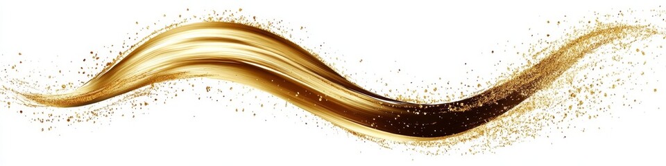 Wall Mural - Gold Paint Splash. Liquid Gold Flowing on White Background. Realistic Detailed Vector Illustration.