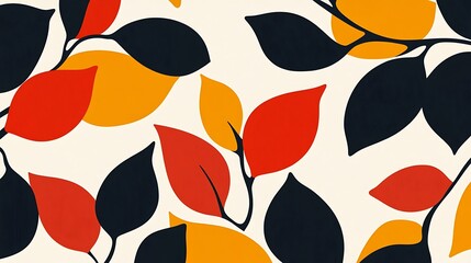Poster - Abstract Autumn Leaves Pattern Background