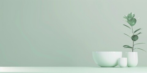 Poster - A minimalist design with a soft mint green background, Clean lines and minimalistic elements, Modern minimalist style