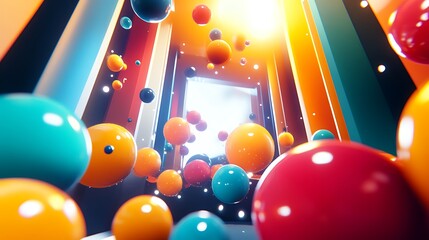 Aufkleber - colorful balls in a vibrant tunnel. possible use abstract background design