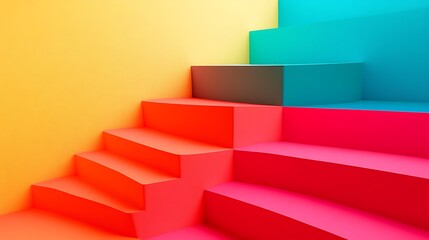 Aufkleber - Abstract colorful steps, geometric, bright, 3D design, presentation, backdrop