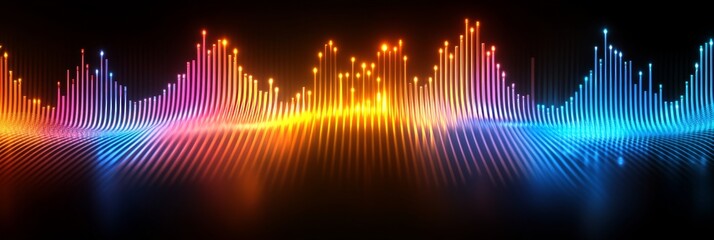Poster - Vibrant Abstract Soundwave with Illuminated Peaks. Ideal for Music or Technology Concepts.
