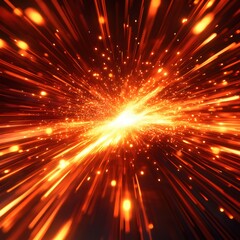 Poster - Dynamic burst of radiant light trails creating a sense of speed and energy on dark backdrop