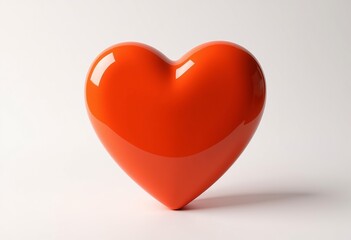 Poster - Isolated Retro 3D Heart: Minimalist Design in Orange-Reddish Hue on White
