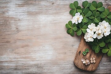 Wall Mural - Close-up view of rustic floral arrangement in nature for st. Patrick's day festivities