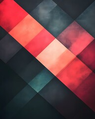 Poster - Abstract Geometric Design with Diagonal Red and Dark Squares for Modern Backgrounds and Art