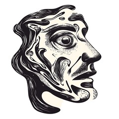 Poster - Abstract human profile, expressive face, artistic style, for print or digital media