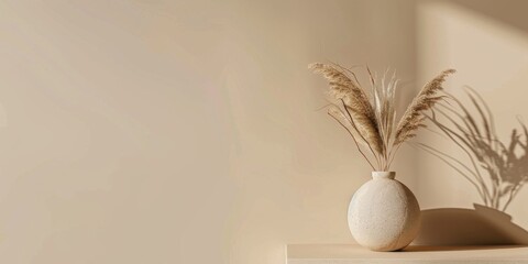 Poster - A minimalistic aesthetic featuring a light butterscotch backdrop, Subtle patterns and warm tones, Contemporary minimalist style